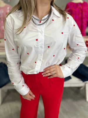 LOLA HEART BUTTON UP BLOUSE