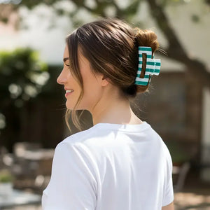 Claw Clip–Sicily Stripes Teal