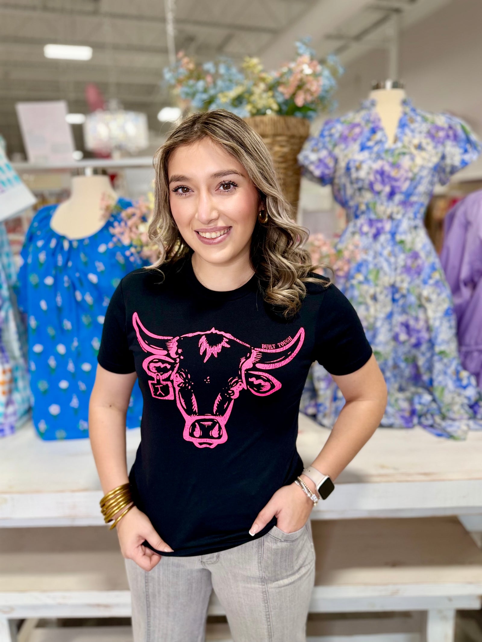 LAUREN'S STEER NEON PINK TAG