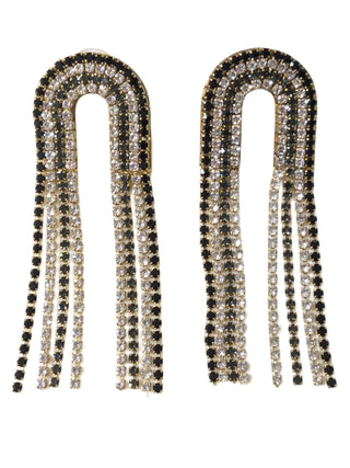 Black Mix Rhinestone Chain Drop Earrings