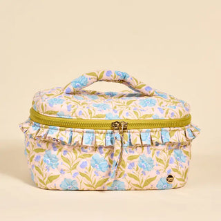 Glam & Go Quilted Cosmetic Bag–Poppin' Petals Aqua
