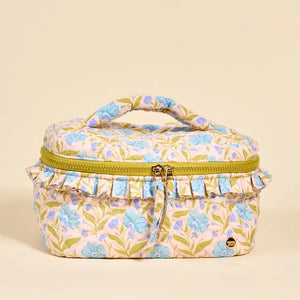Glam & Go Quilted Cosmetic Bag–Poppin' Petals Aqua