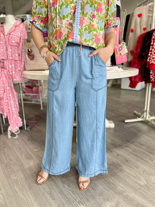 ACID WASH PALAZZO PANTS