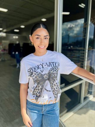 SPOOKY WITCH SOCIAL CLUB CHEETAH BOW TEE