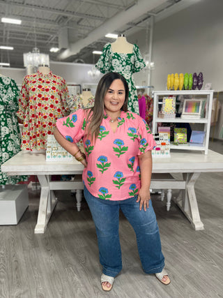 PINK FLORAL PRINT TOP