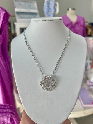 GRACE CROSS NECKLACE- SILVER