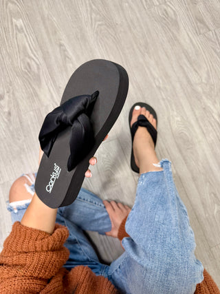YOU GO GIRL CORKY BLACK SANDALS