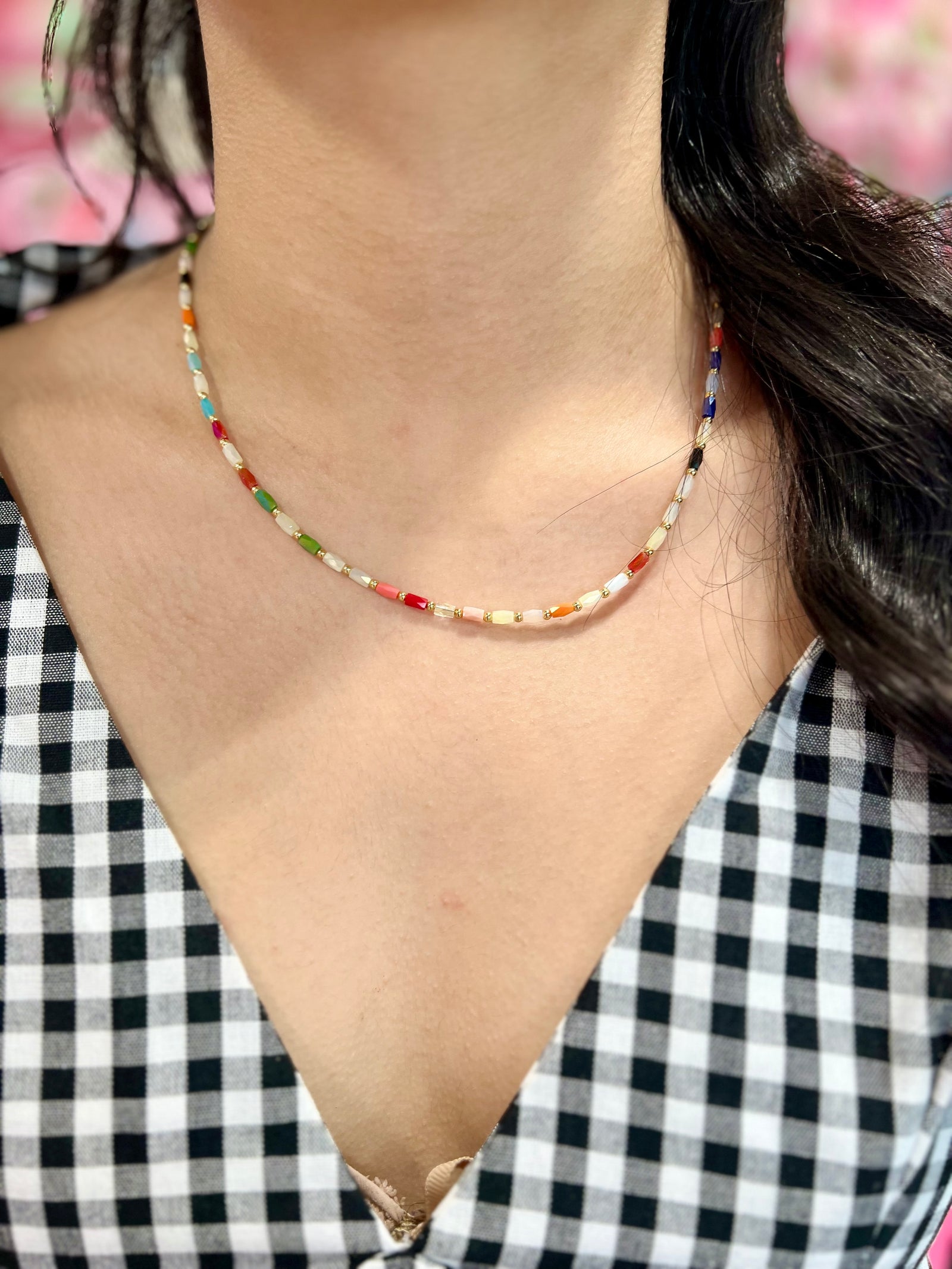 Coastal Bloom Beads Necklace-MULTI COLOR