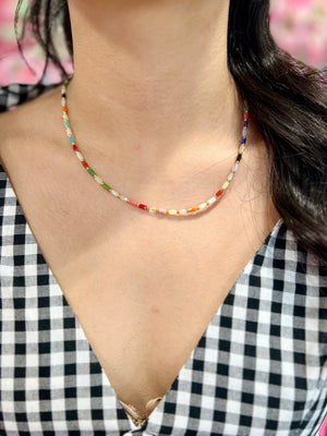 Coastal Bloom Beads Necklace-MULTI COLOR