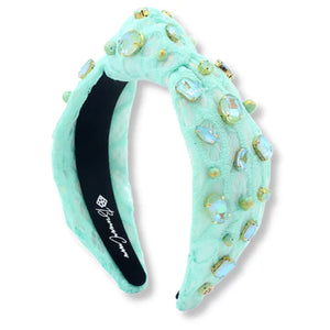 BRIANNA CANNON MINT LACE HEADBAND WITH CRYSTALS
