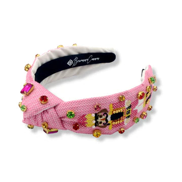 CHILD SIZE PINK CROSS-STITCH NUTCRACKER HEADBAND WITH CRYSTALS