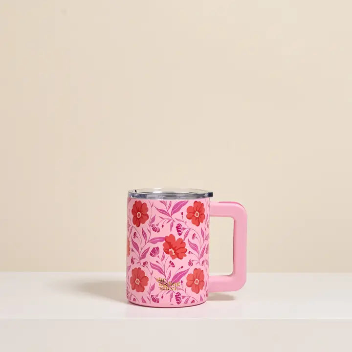 Poppin' Petals Hot Pink 14 oz Insulated Mug