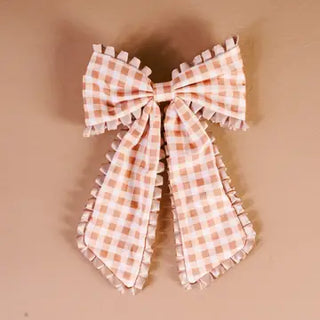 Maple Gingham -Fancy Frills Hair Bow