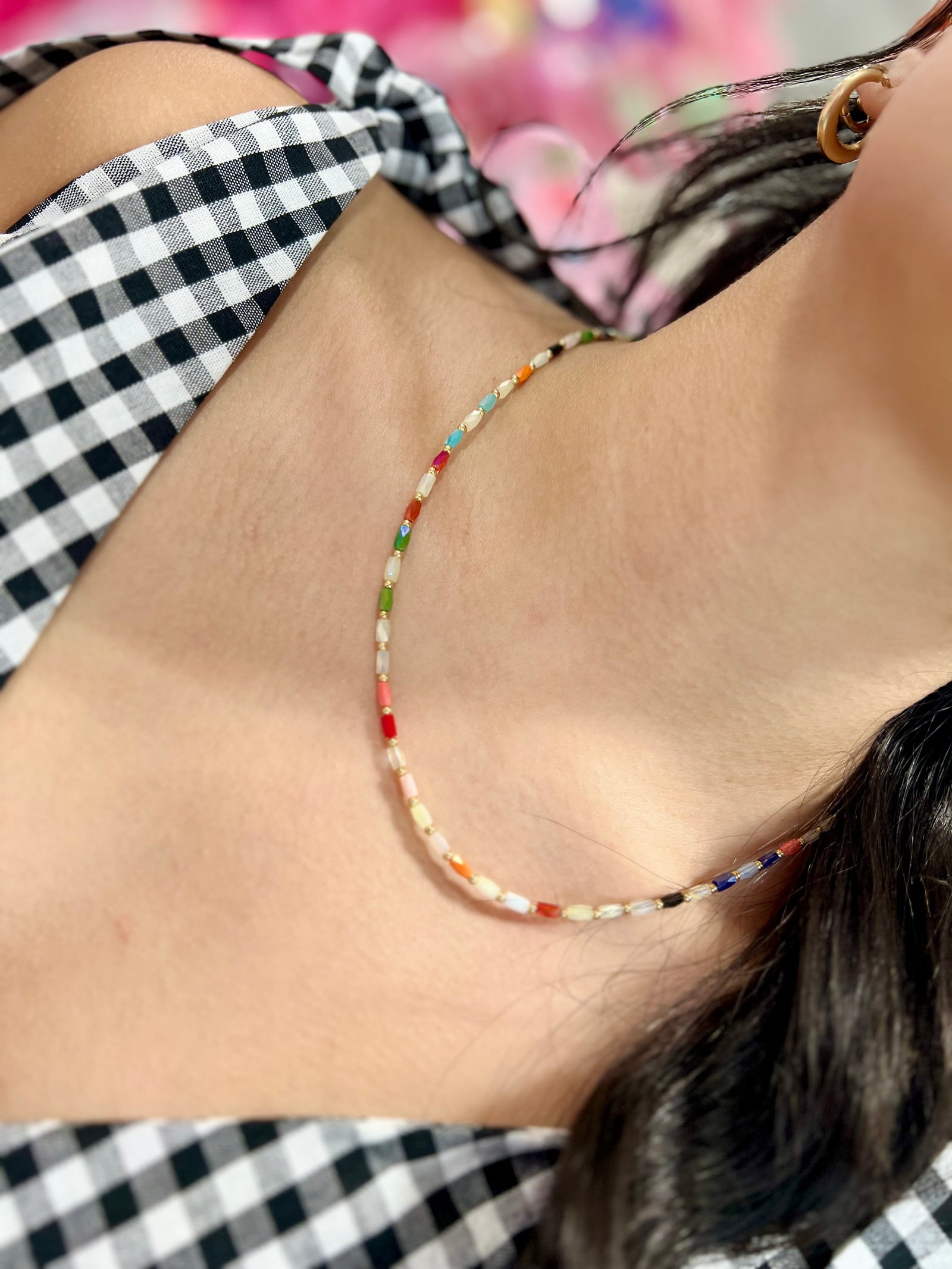 Coastal Bloom Beads Necklace-MULTI COLOR