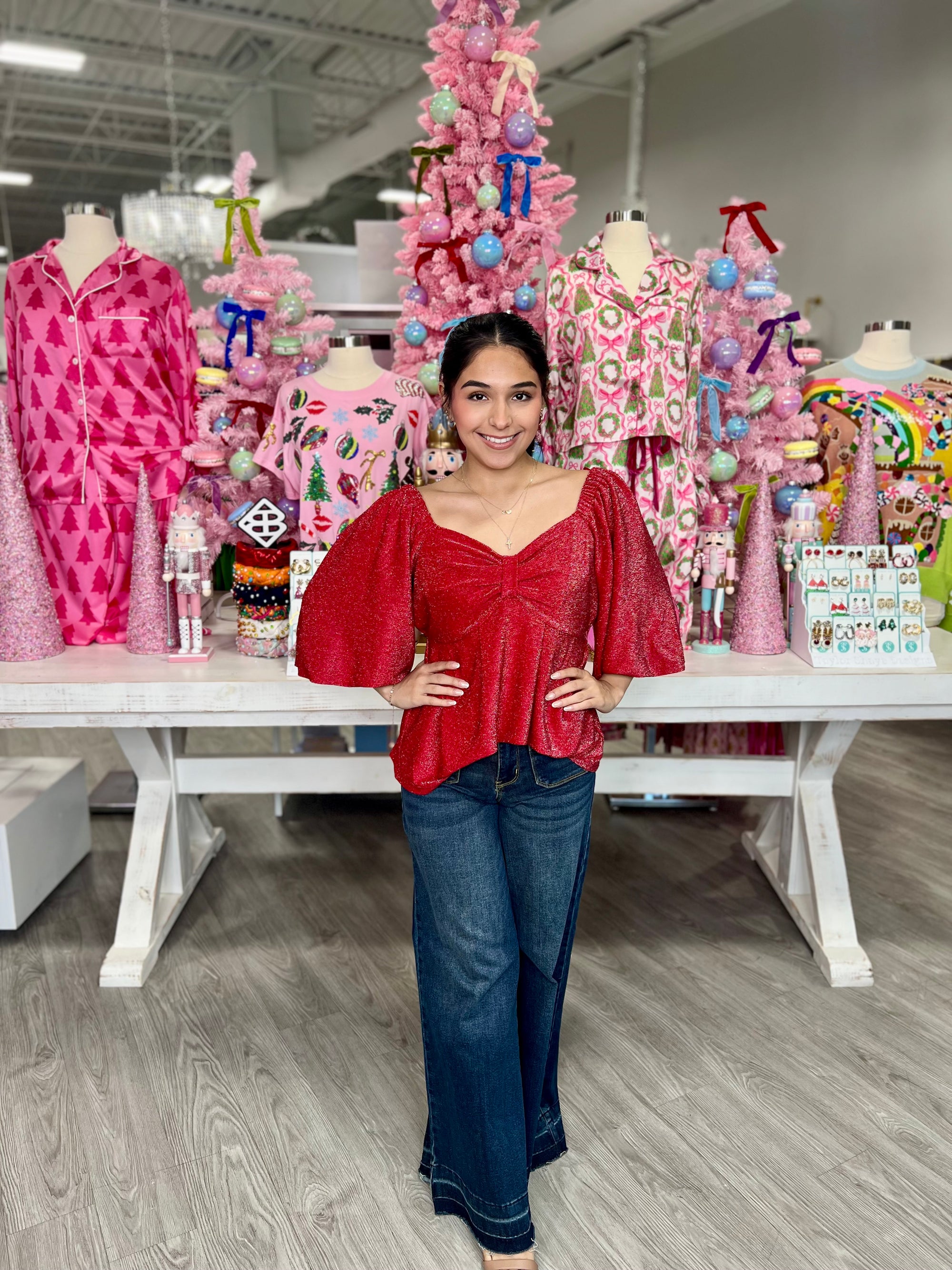 RYLEE RED SPARKLE TOP