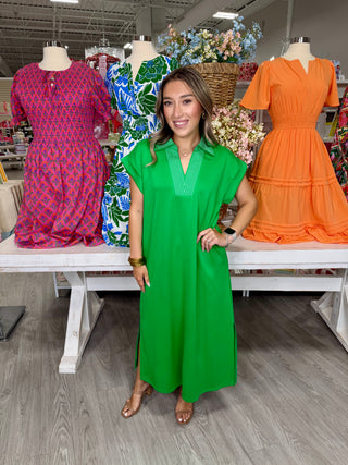 LINDSEY GREEN MIDI DRESS