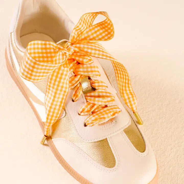 Gingham Orange-Step It Up Shoelaces