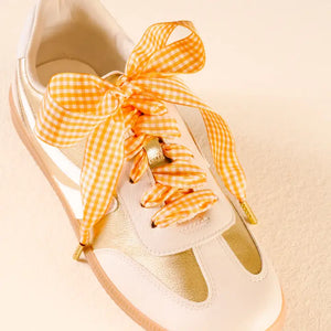 Gingham Orange-Step It Up Shoelaces