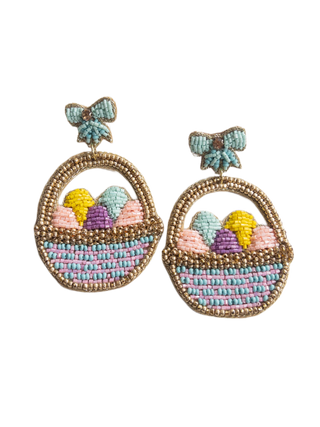 MINT BOW POST BEADED EASTER BASKET EARRINGS JANE MARIE