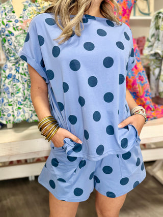 Navy Blue Polka Dot Set