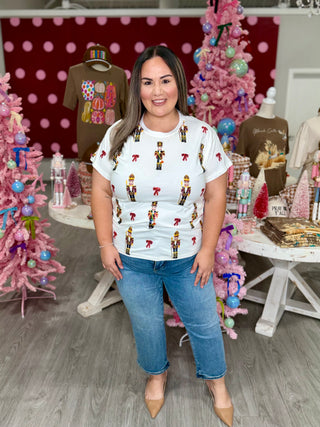 White Nutcracker & Bow Tee | Queen Of Sparkles