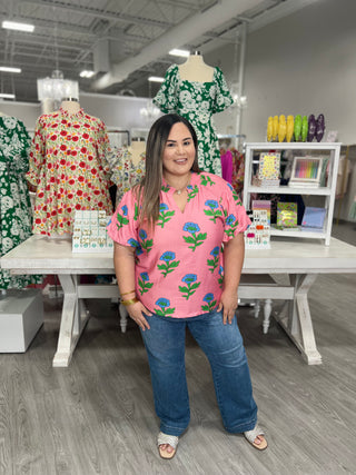 PINK FLORAL PRINT TOP