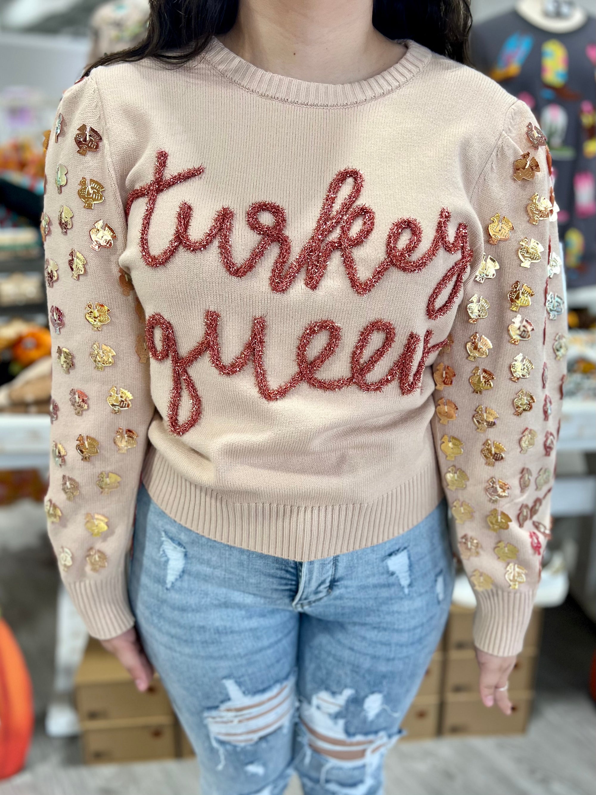 TURKEY QUEEN QUEEN OF SPARKLES SWEATER