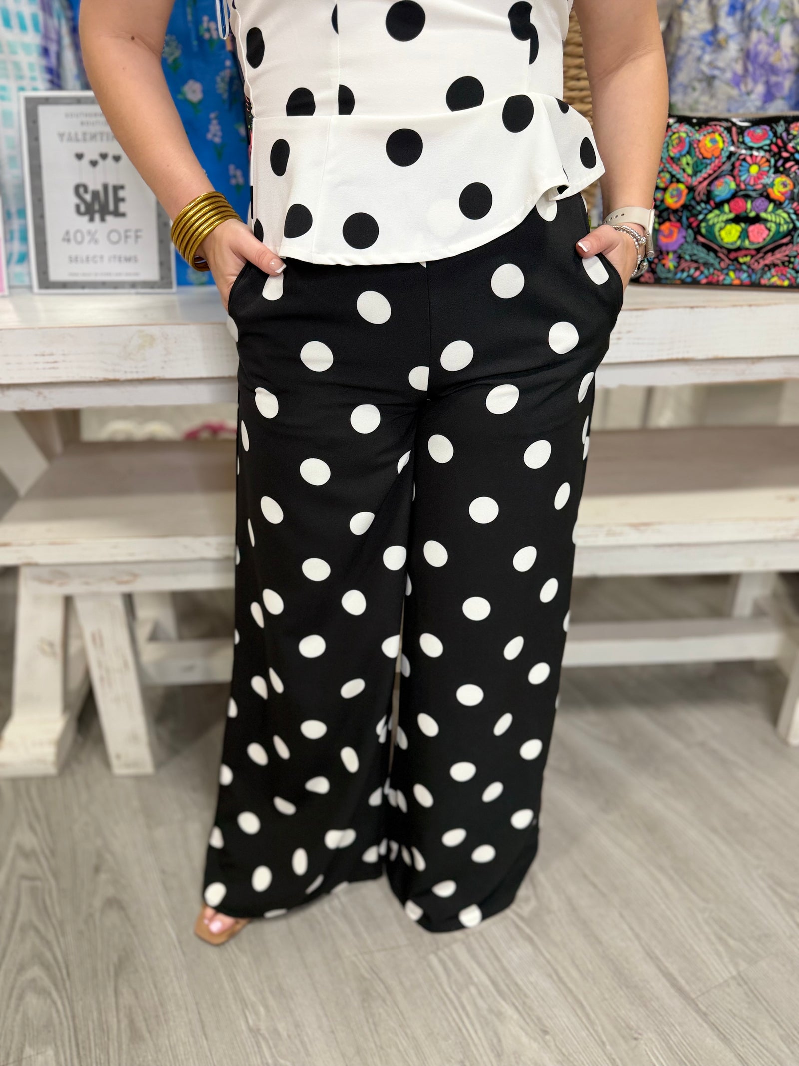 LORENA Polka Dot Wide Leg Pants