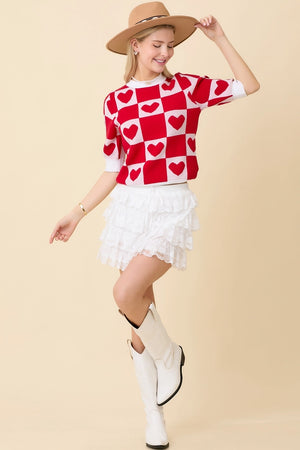 BETTY HEART SWEATER KNIT TOP