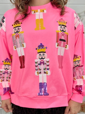 NEON PINK SCATTER NUTCRACKER SWEATSHIRT