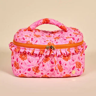 Glam & Go Quilted Cosmetic Bag–Poppin' Petals Hot Pink