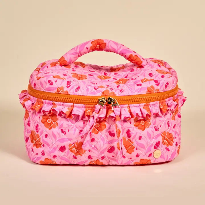 Glam & Go Quilted Cosmetic Bag–Poppin' Petals Hot Pink
