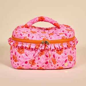 Glam & Go Quilted Cosmetic Bag–Poppin' Petals Hot Pink