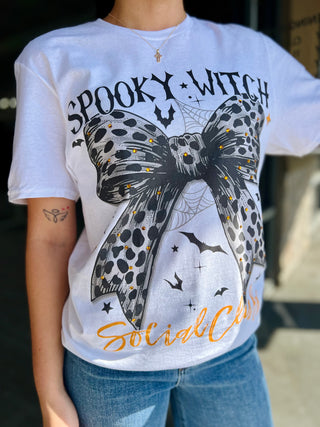 SPOOKY WITCH SOCIAL CLUB CHEETAH BOW TEE