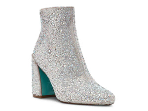 Blue by Betsey Johnson Hugo Rhinestone Block Heel Booties