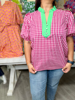 ANGELINA GINGHAM TOP