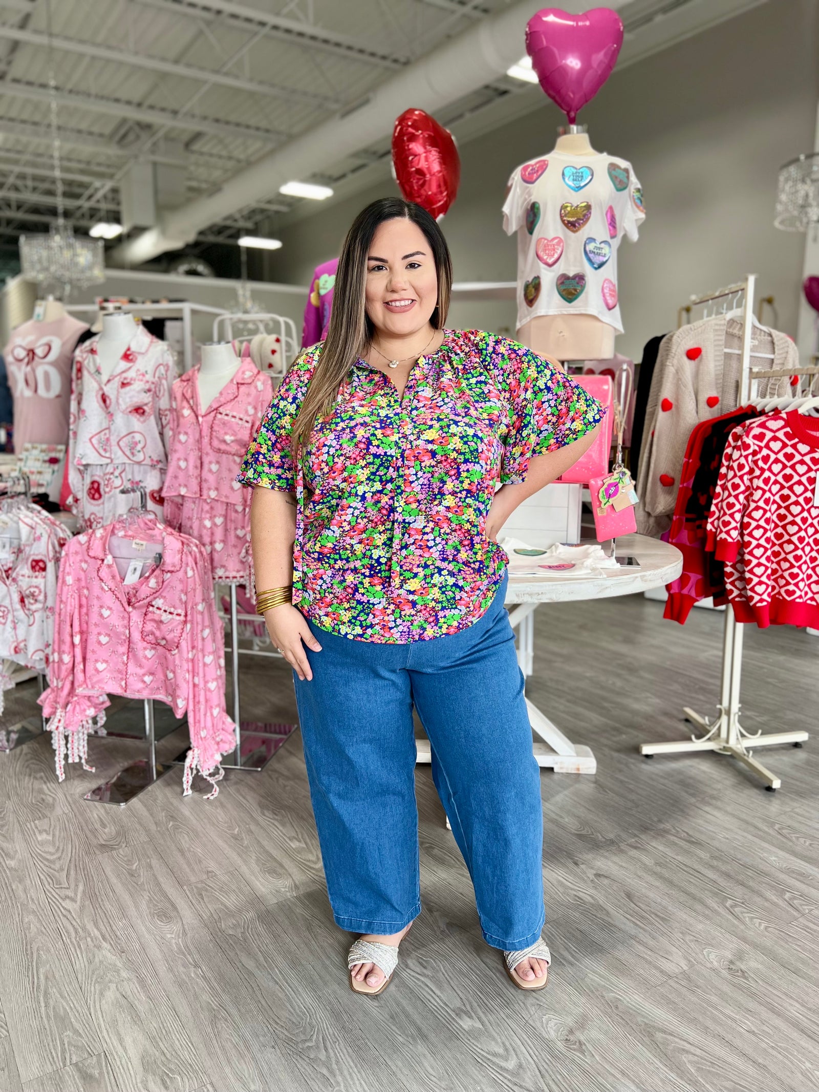 WASH DENIM WIDE LEG TROUSER