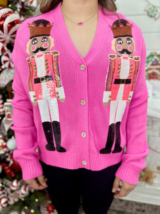 QUEEN OF SPARKLES PINK NUTCRACKER CARDIGAN