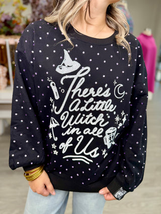 Licensed Black Scattered Rhinestone Sweatshirt