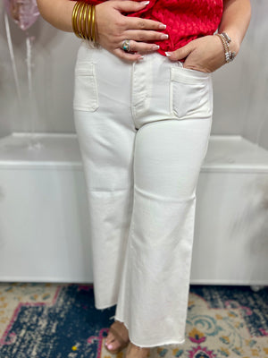 SABRINA JUDY BLUE WHITE CROP JEANS