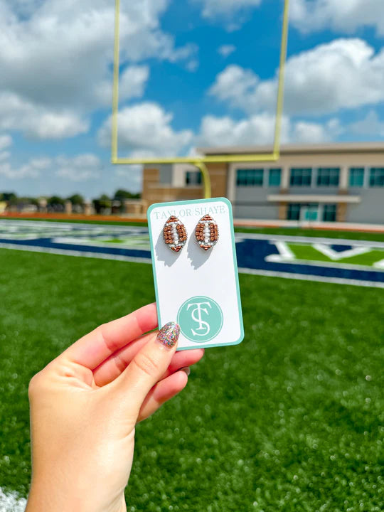 Beaded Brown Football Studs