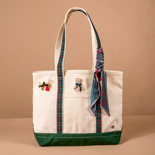 The Darling Canvas Tote Bag-Evergreen Plaid