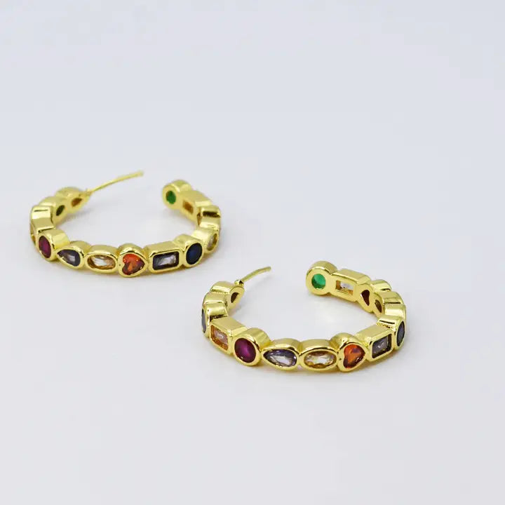RAINBOW GEM HOOPS