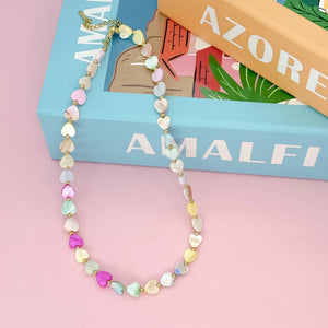 Multi Heart Stone Necklaces- pastel