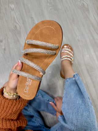 CORKY STRIPETEASE RHINESTONE SANDALS