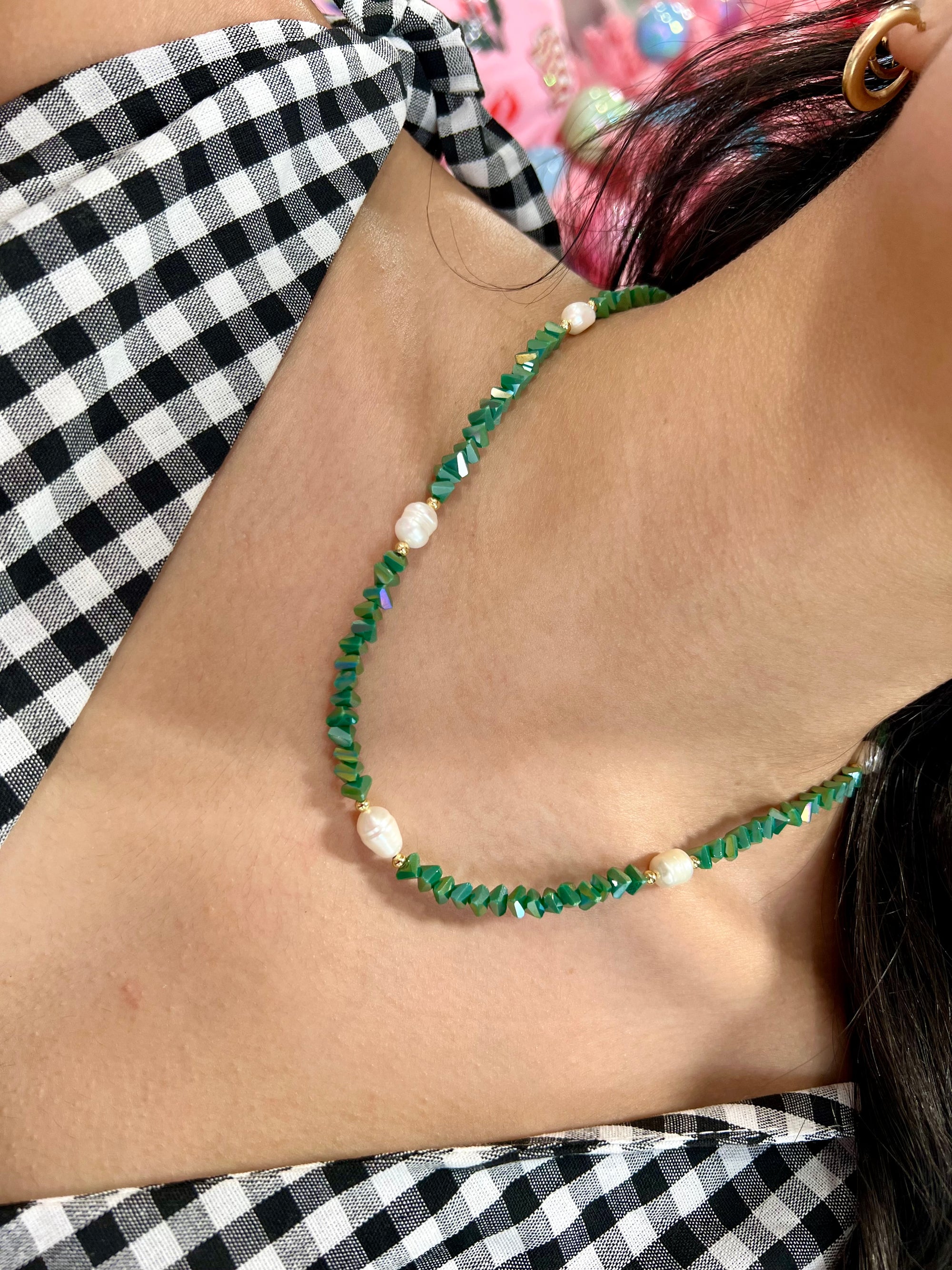 Crystal Flora Necklaces- GREEN