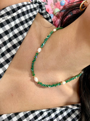 Crystal Flora Necklaces- GREEN