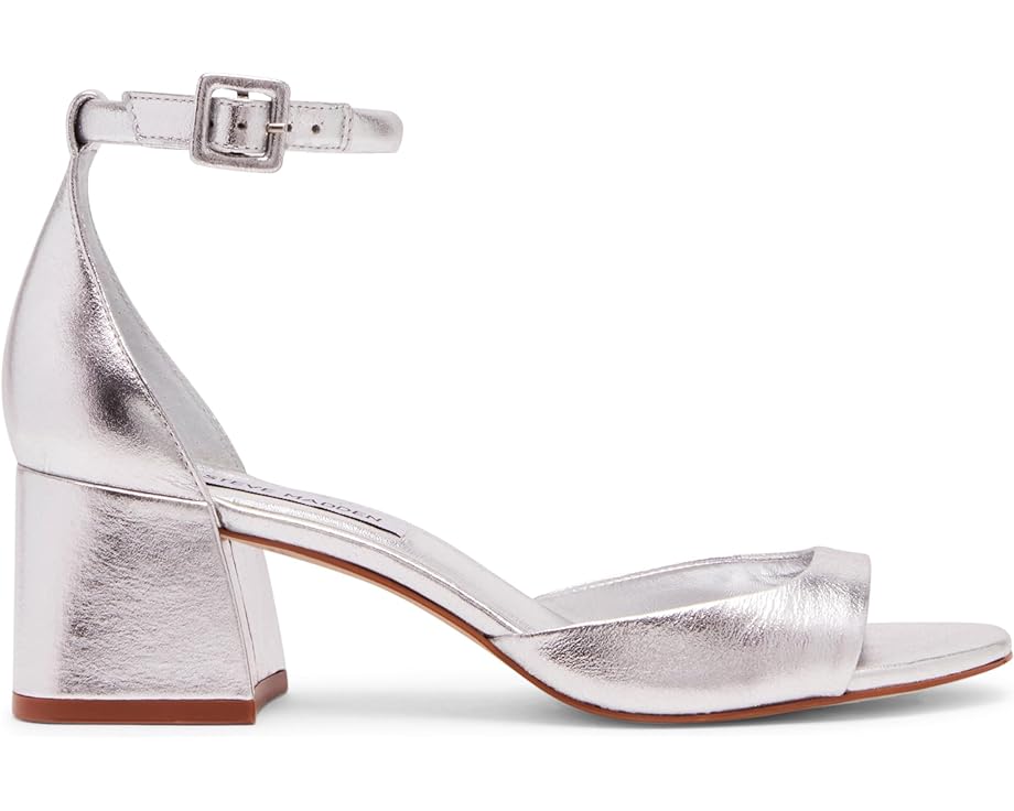 STEVE MADDEN ELLA SILVER LEATHER HEELS