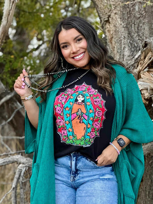 Barbara's Lady Of Guadalupe Black Tee