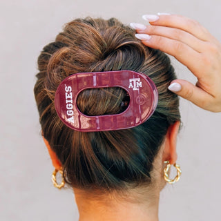 Gig' Em! | Large | Flat Round Hair Clip